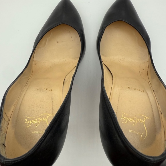 CHRISTIAN LOUBOUTIN CREASED TOE 10MM STILETTO PUMPS SIZE 41 BLACK KID - Picture 4 of 8